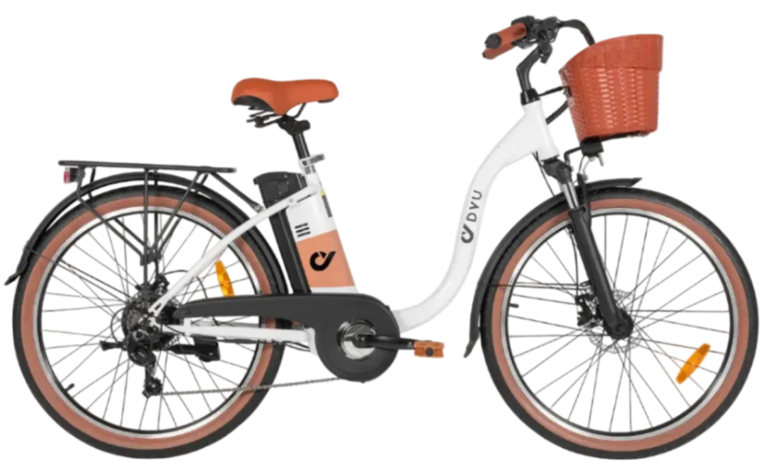 DYU C6 Pro City E-Bike with Basket and Rear Rack - Prime Pedals