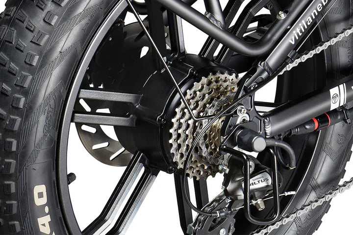 Vitilan I7 Pro Fat Tyre E-Bike in Black-rear gear view