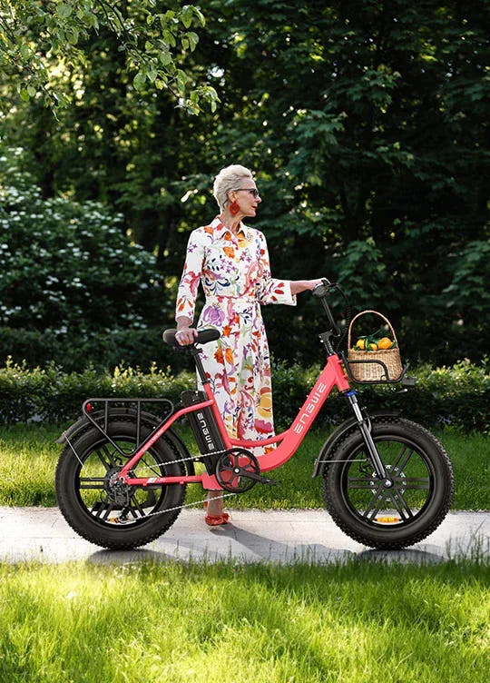 Engwe L20 Delivery/Cargo E-Bike-rider in nature