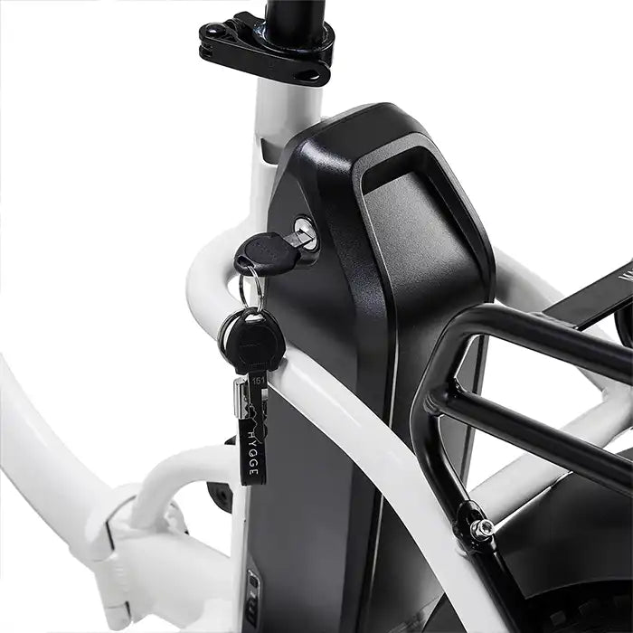 HYGGE VESTER STEP E-Bike in Heron White-battery view