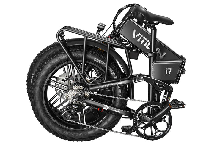 Vitilan I7 Pro Fat Tyre E-Bike in Black-folded view