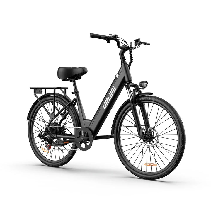 URLIFE E26 City E-Bike in Black-front side view