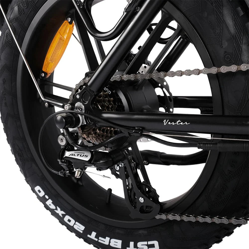 HYGGE VESTER Fat Tyre E-Bike in Onyx Black-gears view