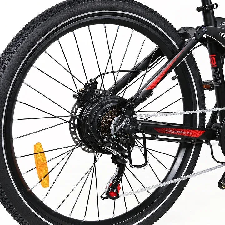 Samebike XD26-II Hybrid Adventure E-Bike in Black-rear tyre view