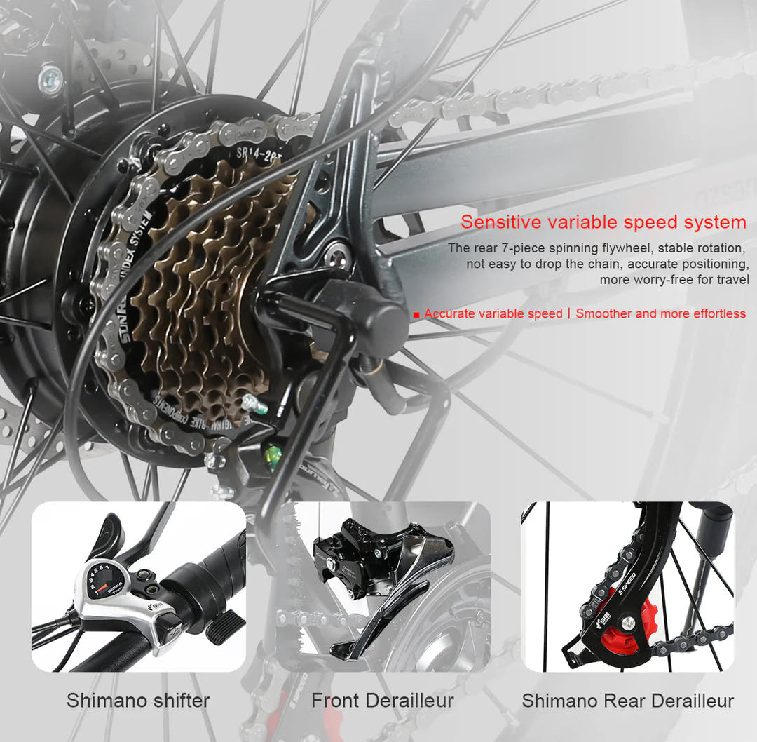 SAMEBIKE SY26-II Adventure E-Bike in Black-gear specs