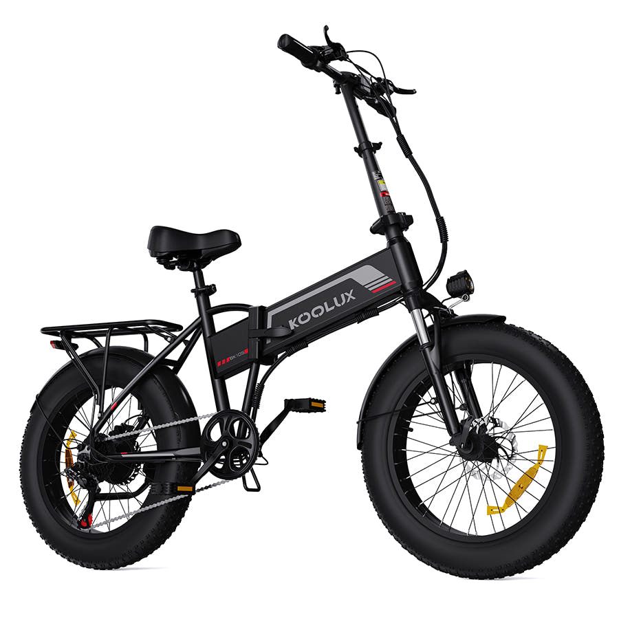 Koolux BK10s Fat Tyre E-Bike in Black-front side view