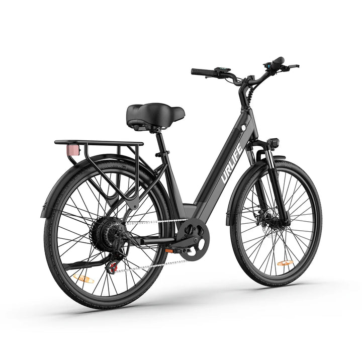 URLIFE E26 City E-Bike in Black-rear side view