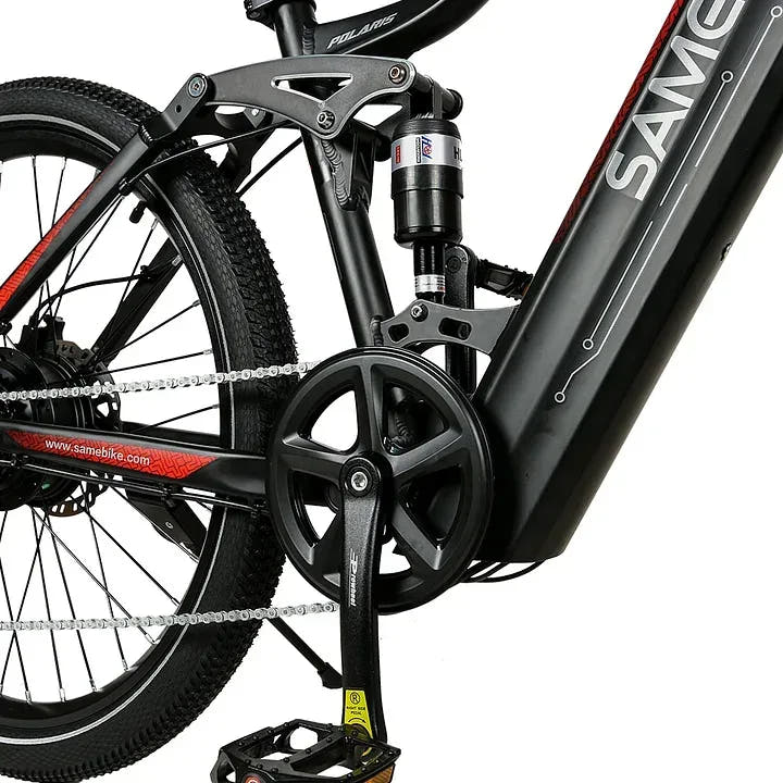 Samebike XD26-II Hybrid Adventure E-Bike in Black-mid frame view