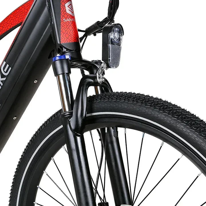 Samebike XD26-II Hybrid Adventure E-Bike in Black-front light view