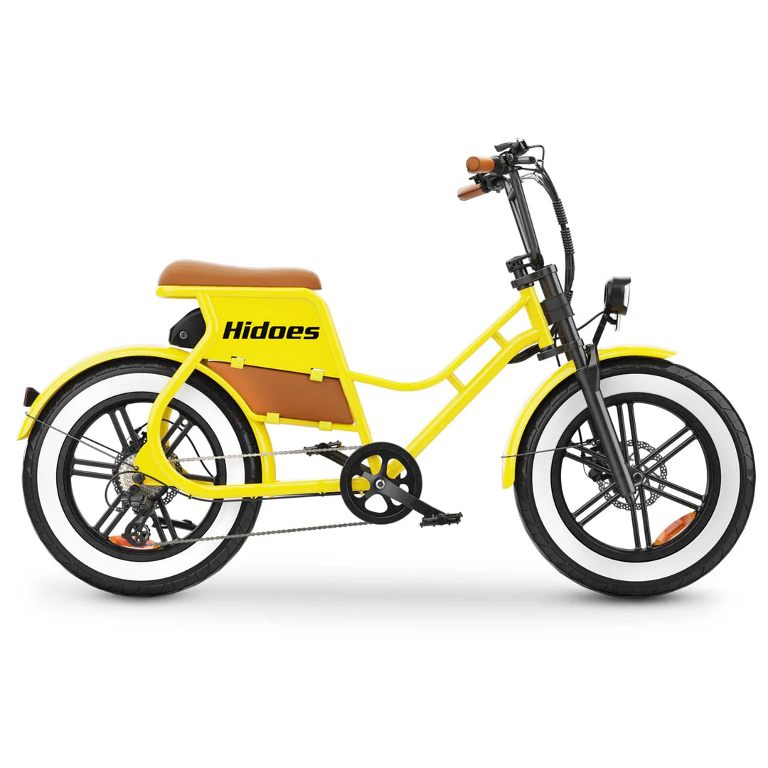 Hidoes C8 Fat Tire Electric Bike - Yellow, Compact E-Bike with Wide Tires and Comfortable Seat