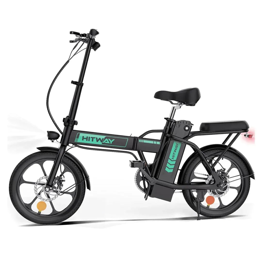 Hitway BK5S Folding Electric Bike - Black, Compact E-Bike with Rear Rack