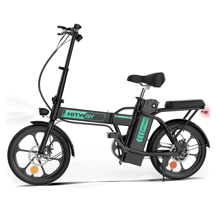 Hitway BK5S Folding Electric Bike - Black, Compact E-Bike with Rear Rack