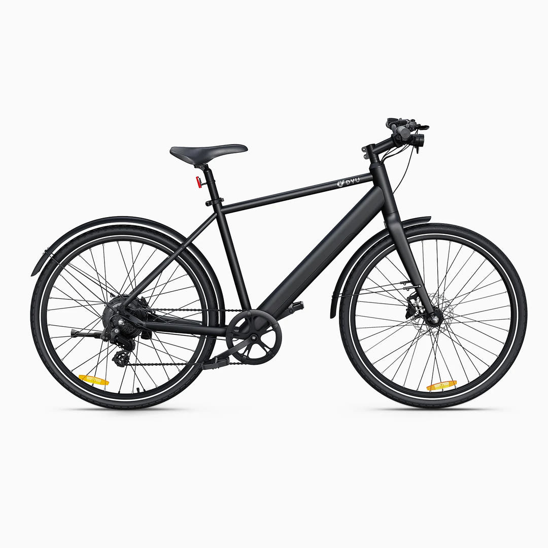 DYU Stroll 1 Electric City Bike - Black, Lightweight E-Bike for Urban Commuting