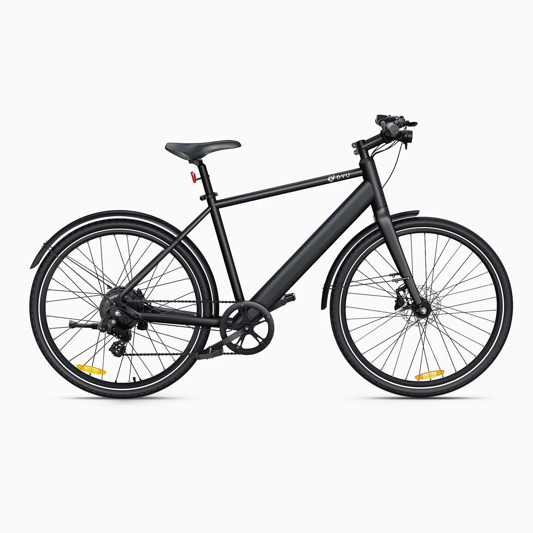 DYU Stroll 1 Electric City Bike - Black, Lightweight E-Bike for Urban Commuting