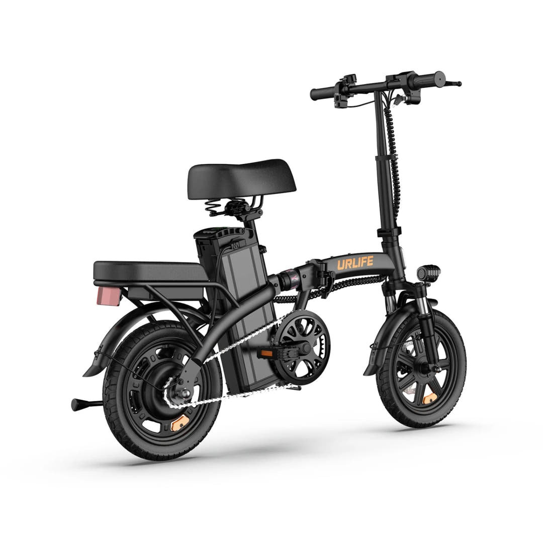 URLIFE F1L Folding Folding Bikes in Black-rear side view