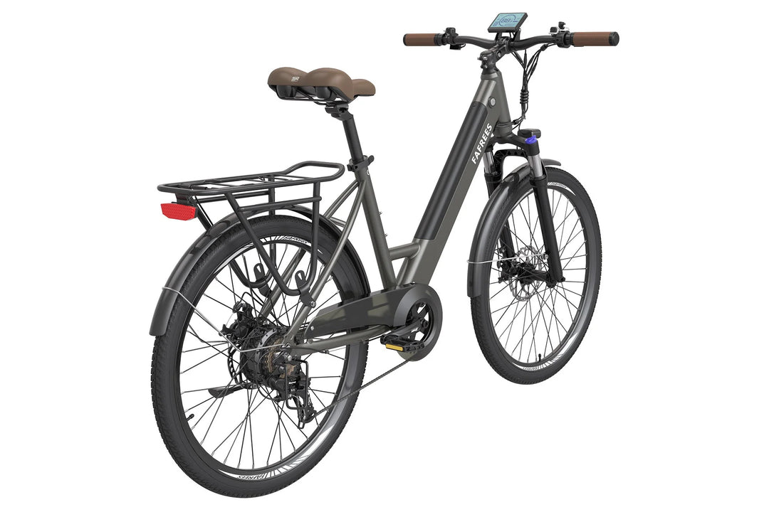 Fafrees F26 Pro Electric City Bike - Grey, Step-Through Frame, Rear Rack, Display Screen