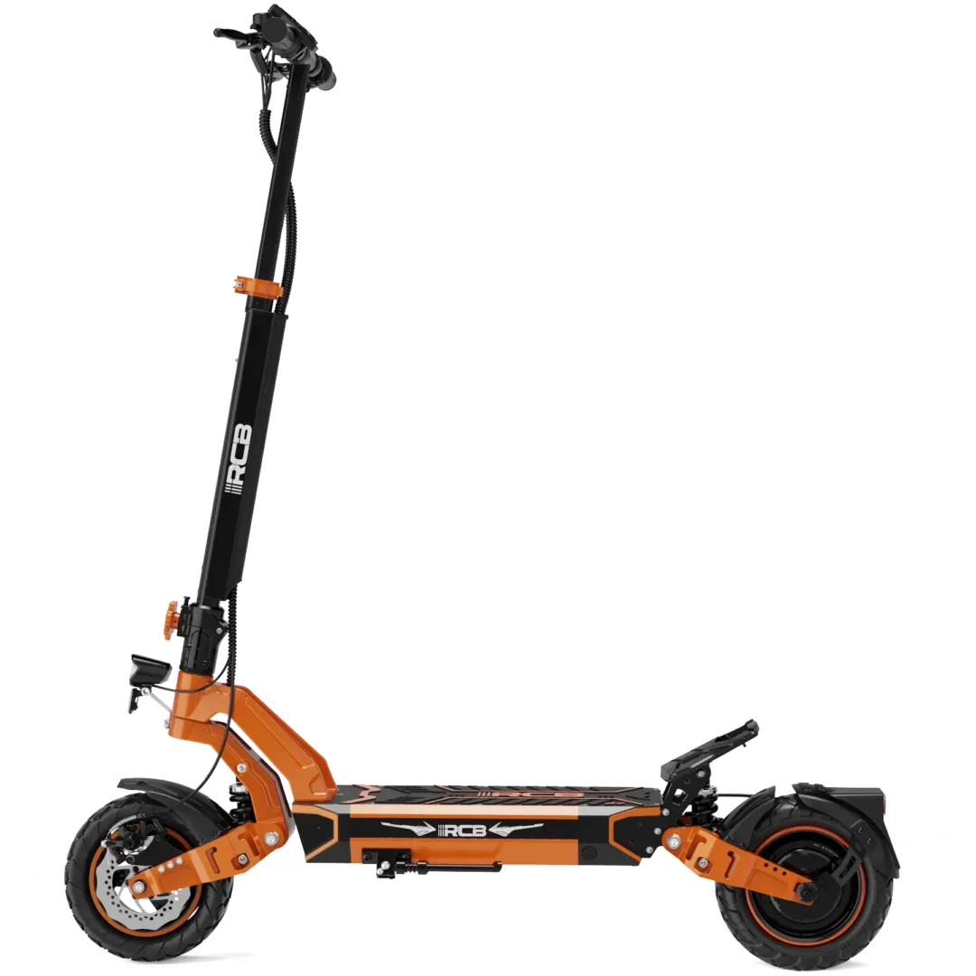 RCB D7 PRO Electric Scooter - Orange and Black, Powerful E-Scooter with Dual Suspension