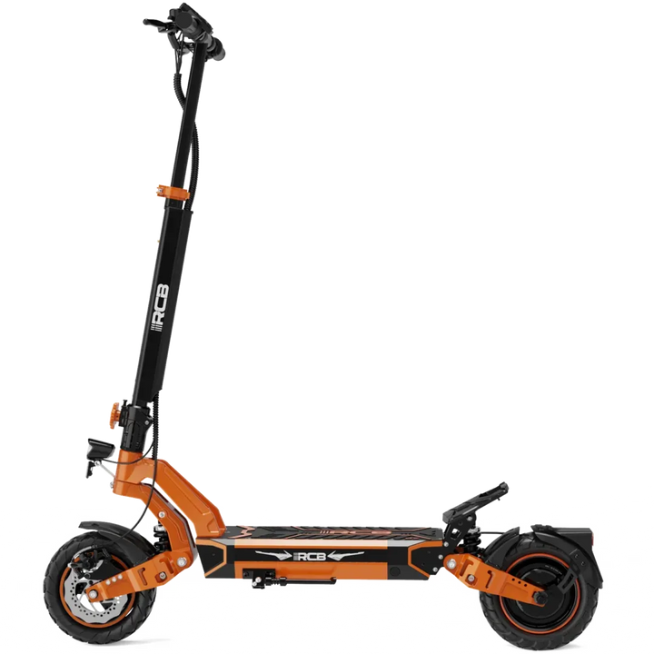 RCB D7 PRO Electric Scooter - Orange and Black, Powerful E-Scooter with Dual Suspension