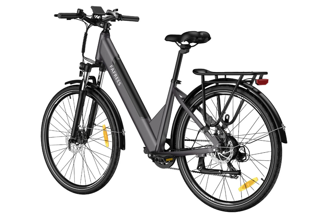 Fafrees F28 Pro Electric Commuter Bike - Grey, Step-Over Frame, Rear Rack, Display