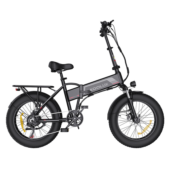 Koolux BK10S Fat Tyre Folding Electric Bike - Black, Compact E-Bike with Wide Tires and Rear Rack