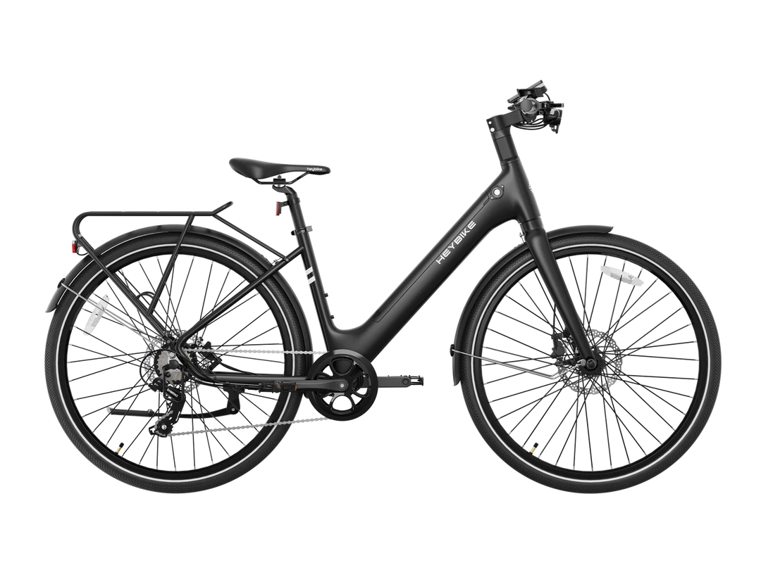 Heybike EC1 Step-Thru Electric Bike - Black, Urban E-Bike with Rear Rack and Fenders