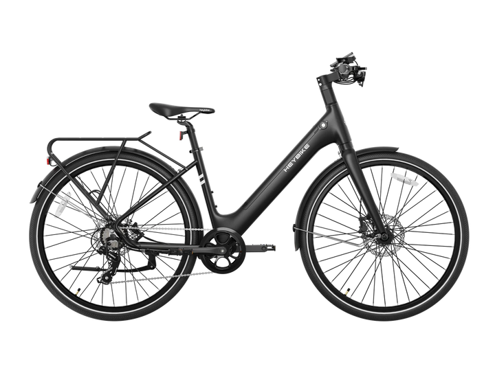 Heybike EC1 Step-Thru Electric Bike - Black, Urban E-Bike with Rear Rack and Fenders