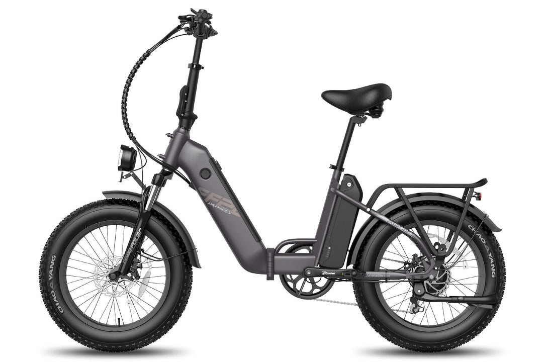Fafrees FF20 Polar Folding Electric Bike - Grey, Fat Tire E-Bike with Front Light and Rear Rack