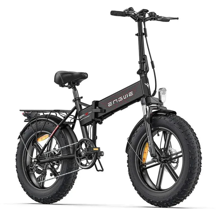 ENGWE EP-2 Pro Folding Electric Bike - Black, Compact E-Bike with Fat Tires and Rear Rack