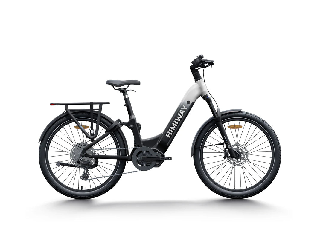 Himiway A7 Pro Electric City Bike - White and Black, Step-Through E-Bike with Rear Rack and Fenders