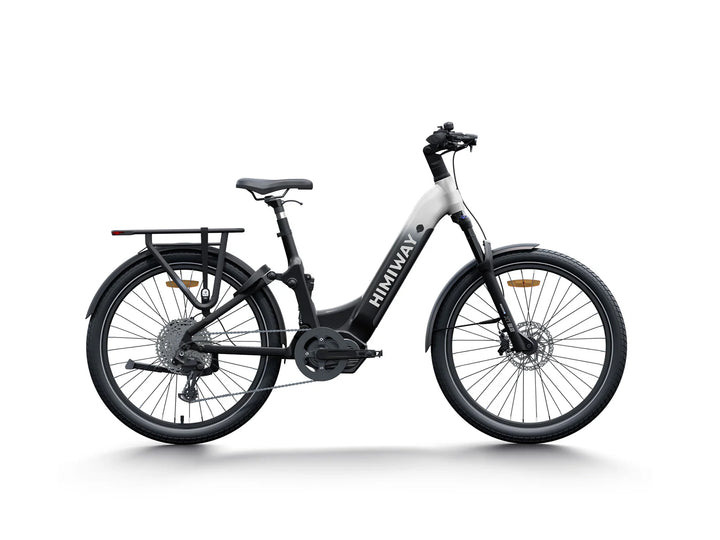 Himiway A7 Pro Electric City Bike - White and Black, Step-Through E-Bike with Rear Rack and Fenders