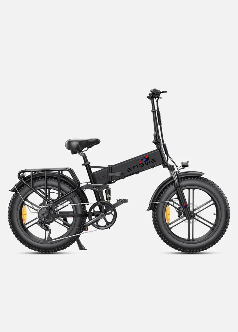 ENGWE Engine Pro Folding Electric Bike - Black, Compact E-Bike with Fat Tires and Rear Rack