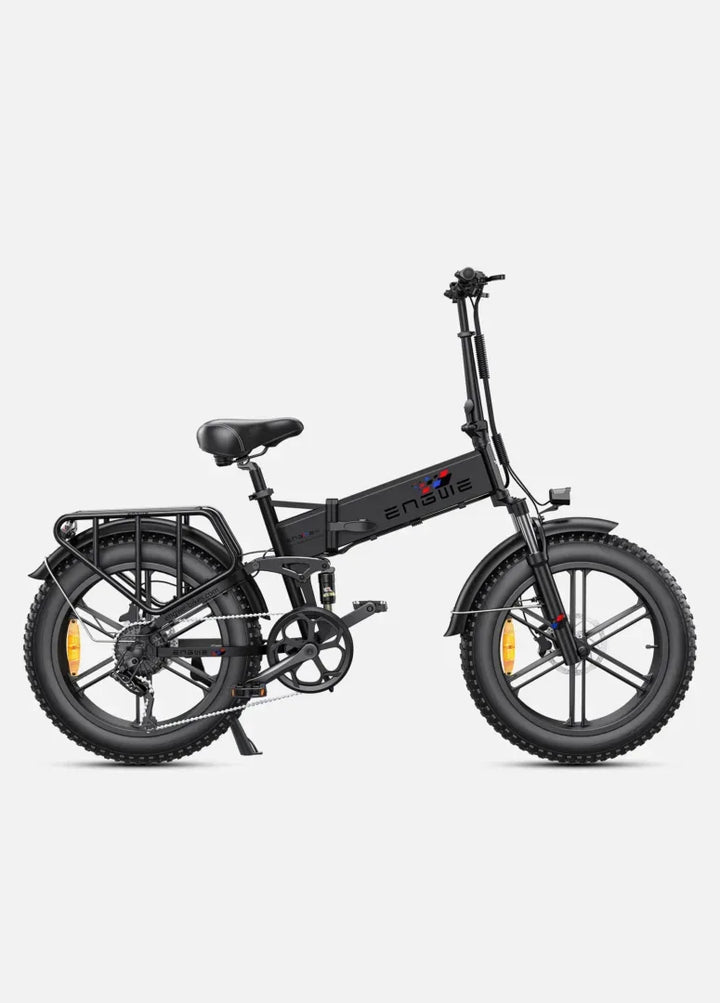 ENGWE Engine Pro Folding Electric Bike - Black, Compact E-Bike with Fat Tires and Rear Rack