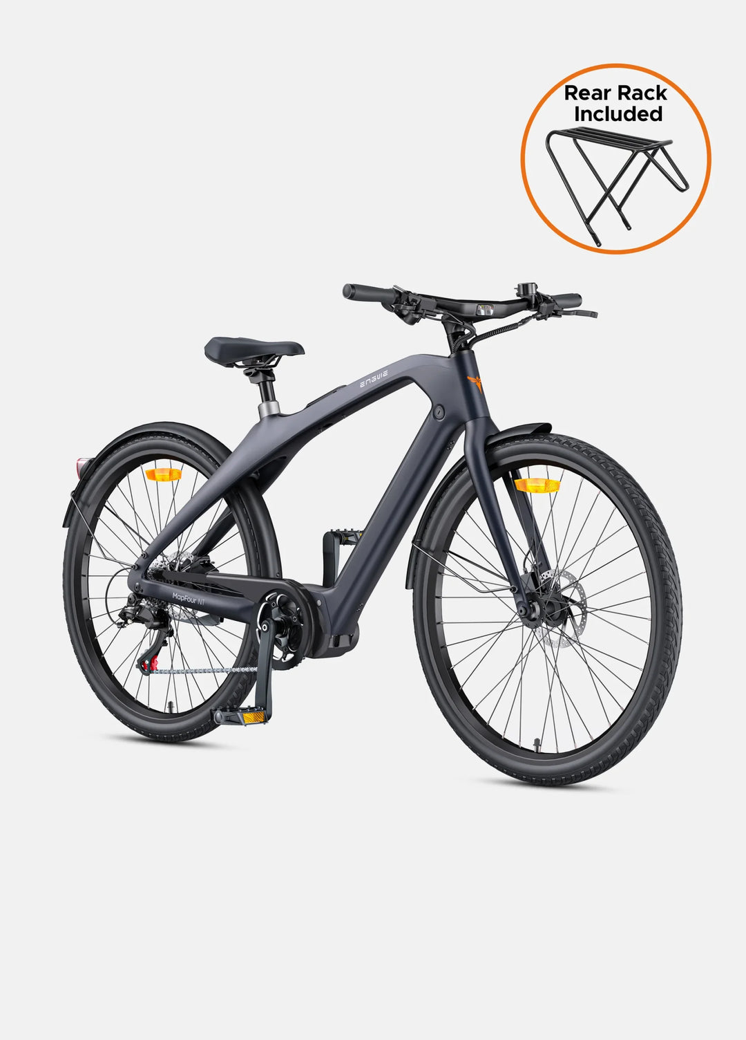 ENGWE MAPFOUR N1 Pro Electric City Bike - Grey, Lightweight Step-Through E-Bike with Rear Rack Included