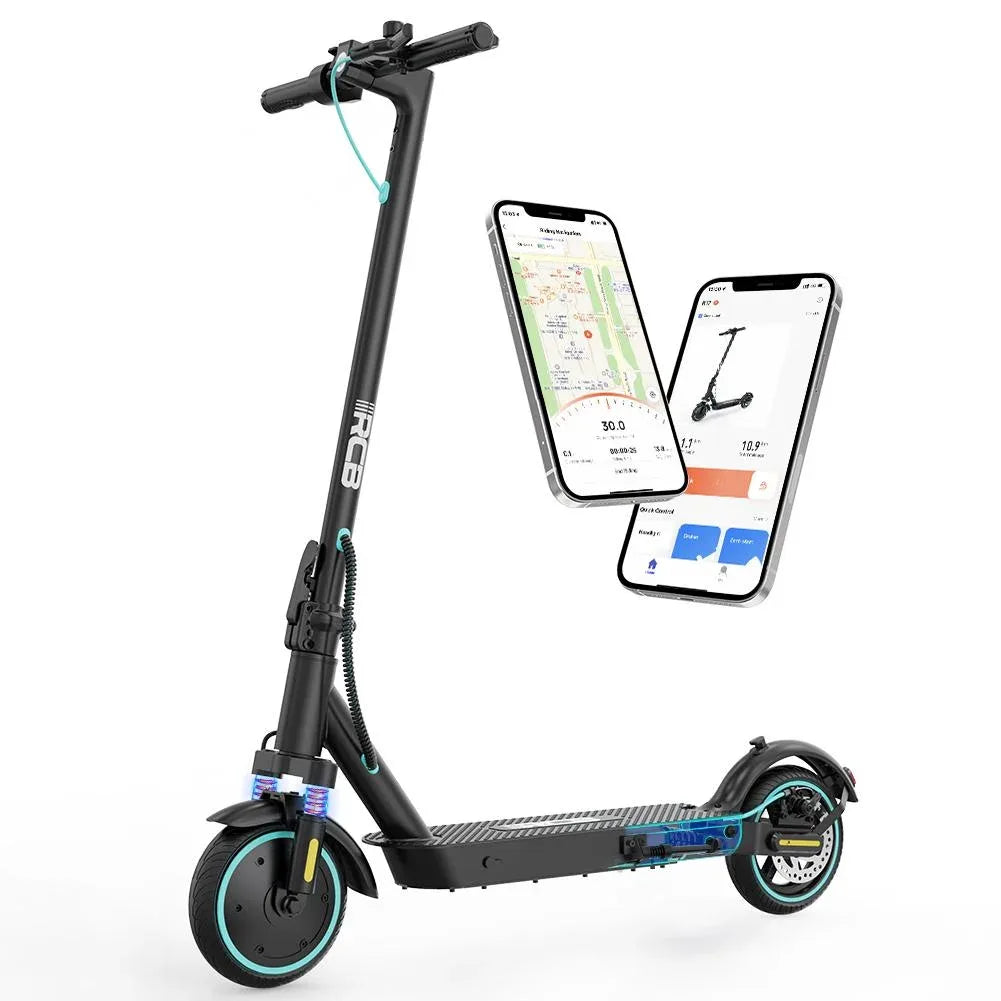 RCB R17 Electric Scooter - Black, Powerful E-Scooter with Suspension and Smartphone App Control