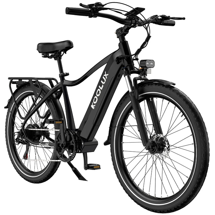 KOOLUX X3 Electric City Bike - Black, Step-Through E-Bike with Rear Rack and Front Light