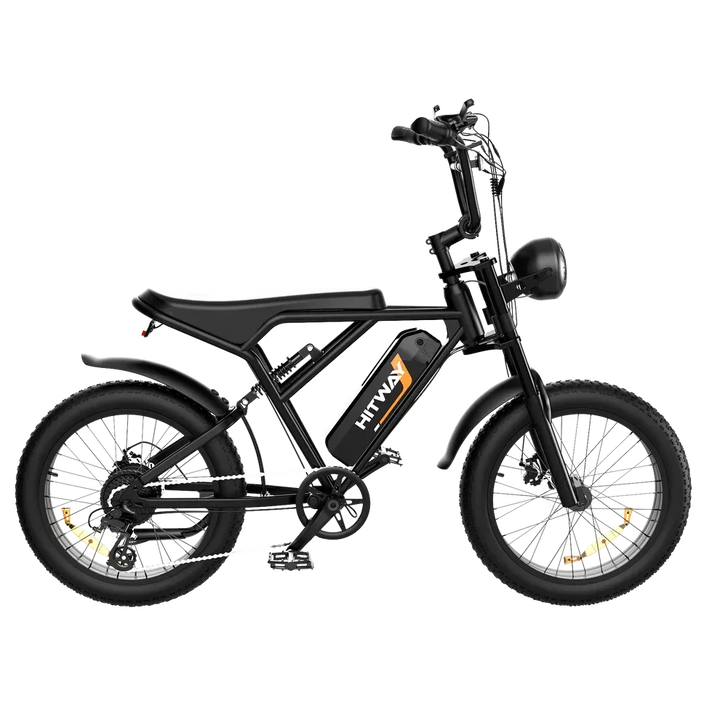 HITWAY BK29M Retro Electric Bike - Black, Vintage Style E-Bike with Fat Tires and Suspension