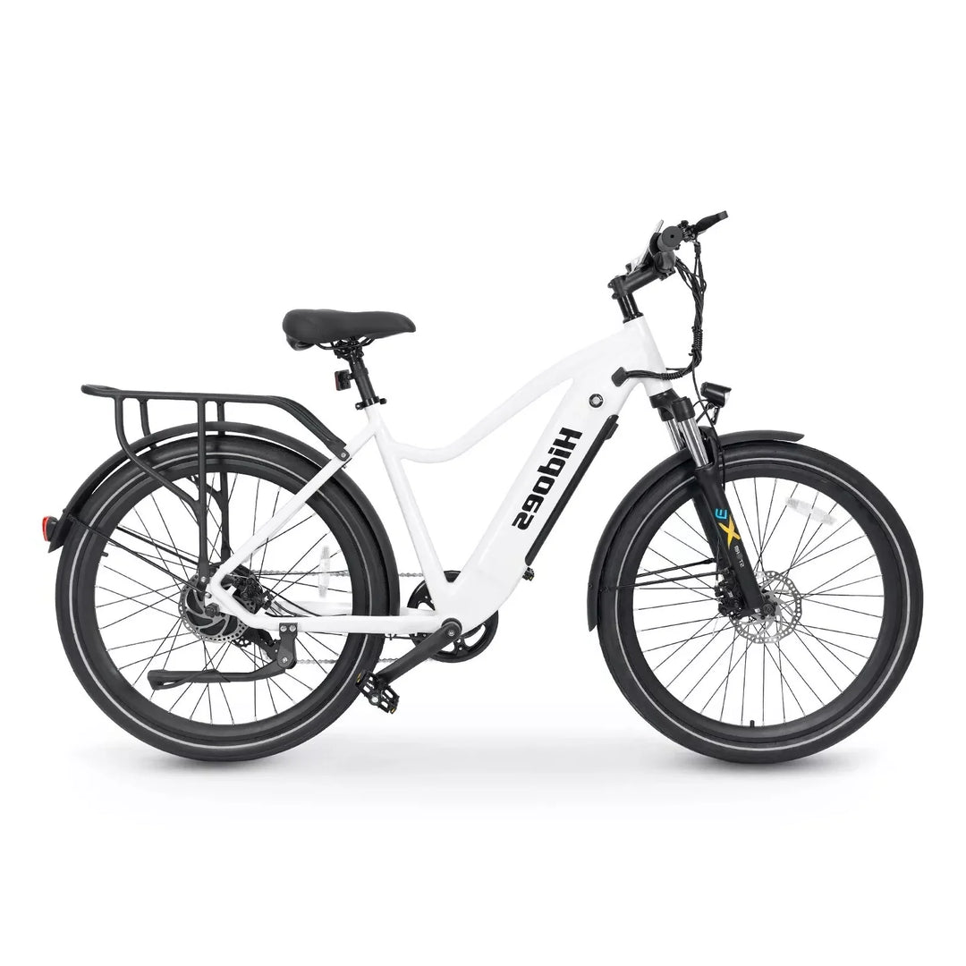 Hidoes BN1 City Commuting Electric Bike - White, Step-Through E-Bike with Rear Rack and Front Suspension