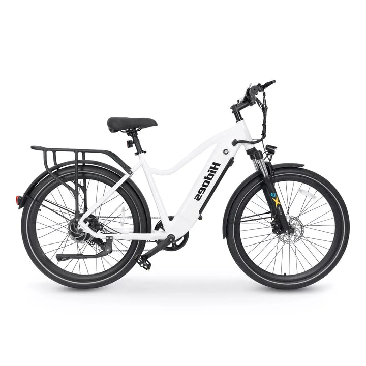 Hidoes BN1 City Commuting Electric Bike - White, Step-Through E-Bike with Rear Rack and Front Suspension