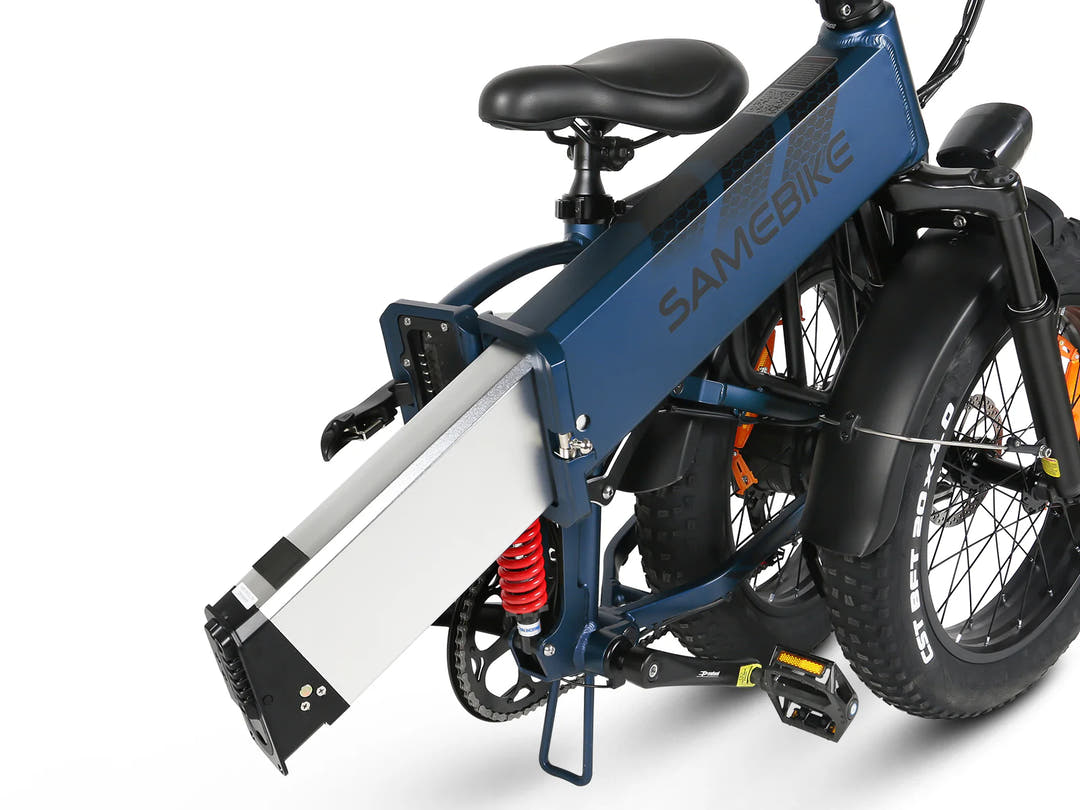 SAMEBIKE RS-A02 Pro Fat Tyre E-Bike in Navy-folded front view