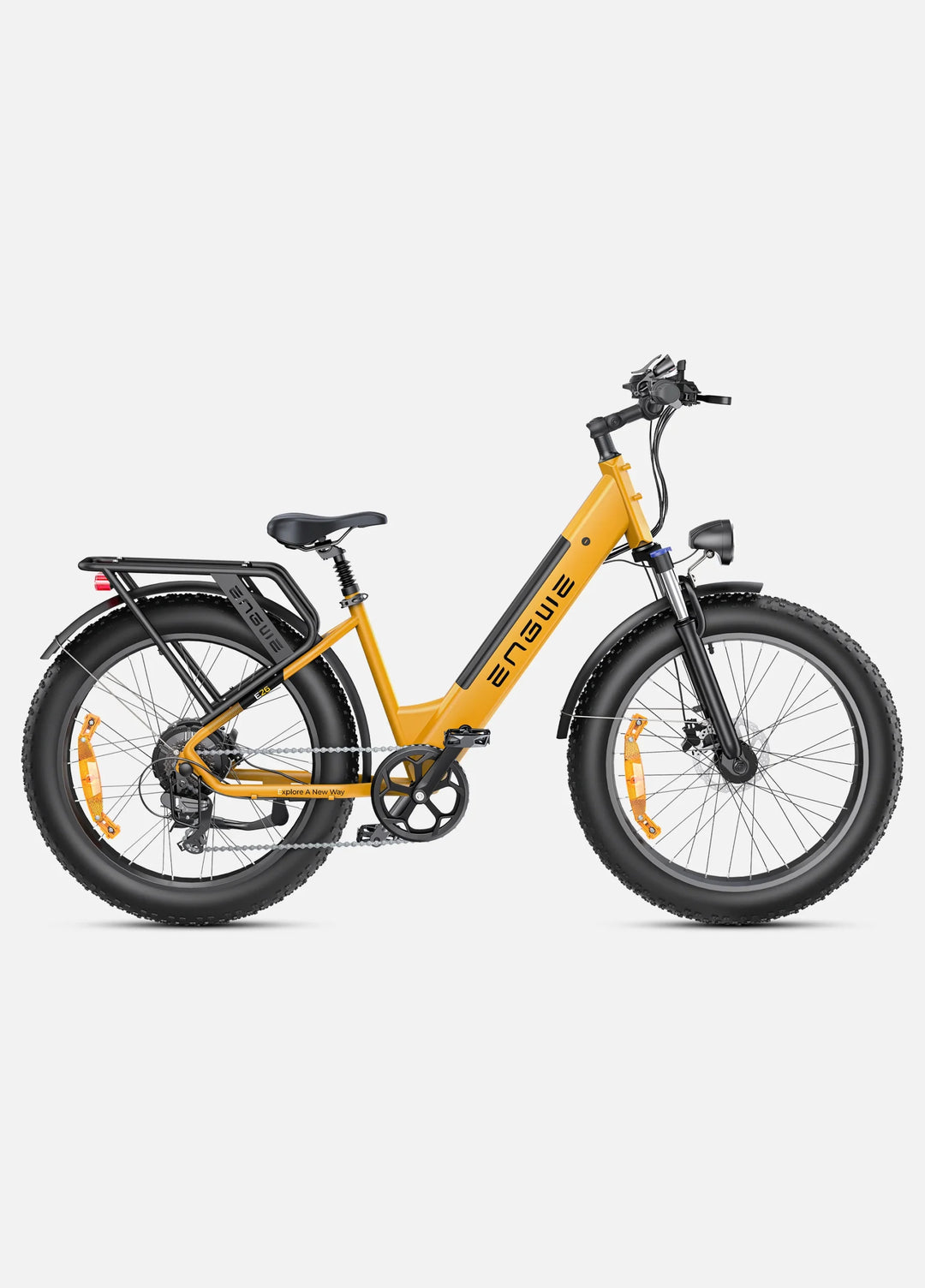 ENGWE E26 Fat Tire Electric Bike - Yellow, Step-Through E-Bike with Rear Rack and Wide Tires