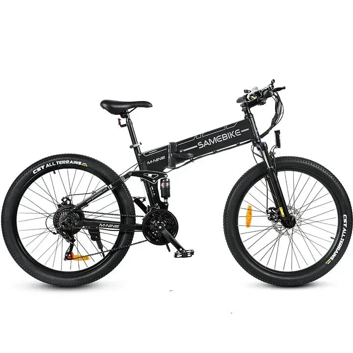 Samebike LO26-II Folding Electric Mountain Bike - Black, Compact E-MTB with Suspension and All-Terrain Tires