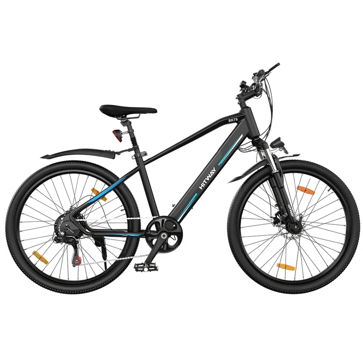 Hitway BK7S Electric Mountain Bike - Black, Powerful E-MTB with Suspension Fork and Disc Brakes