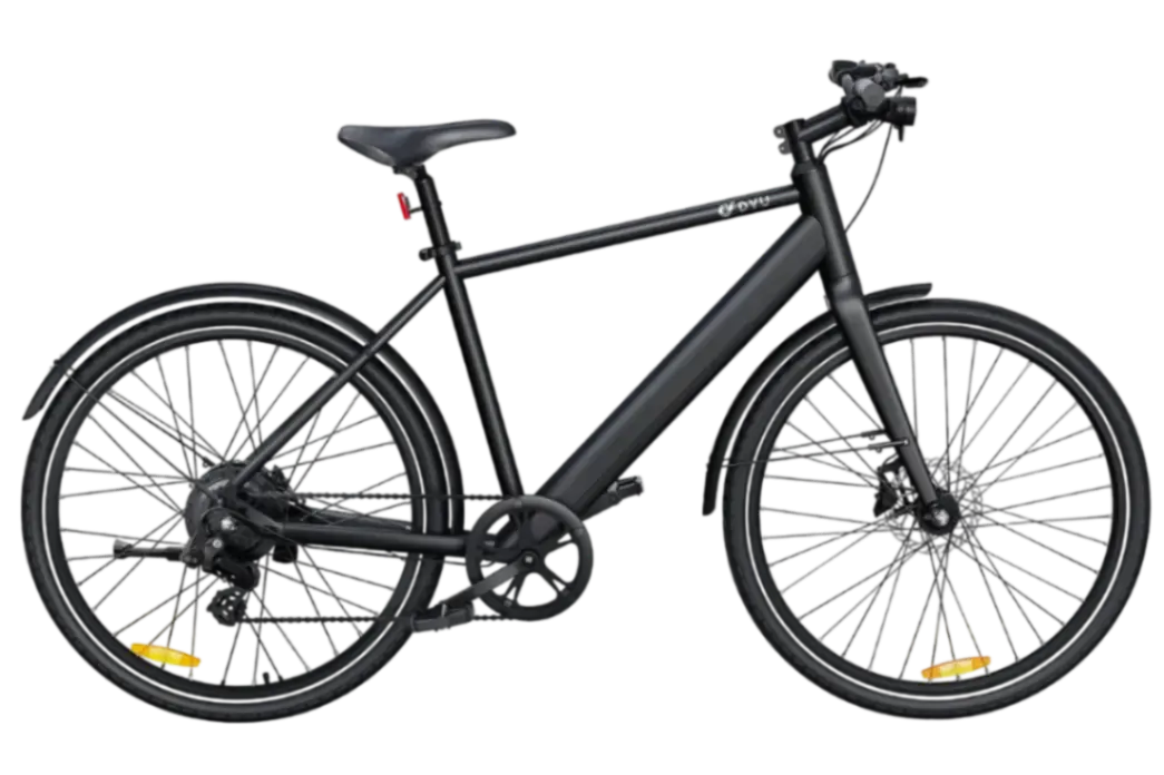 DYU Stroll 1 Electric City Bike - Black, Lightweight E-Bike for Urban Commuting
