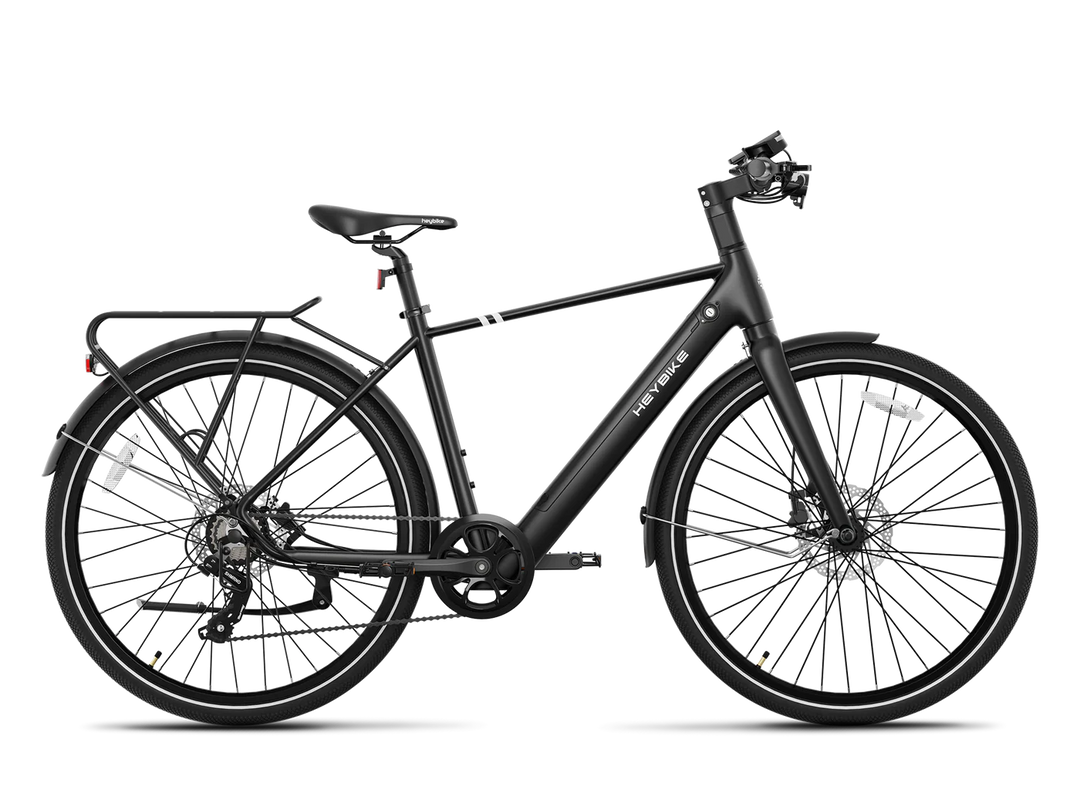 Heybike EC1  Electric Bike - Black, Urban E-Bike with Rear Rack and Fenders