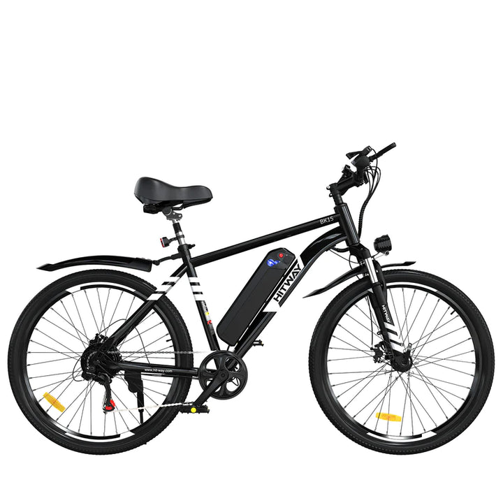 HITWAY BK15 Electric Commuter Bike - Black and White, E-Bike with Fenders and Front Light