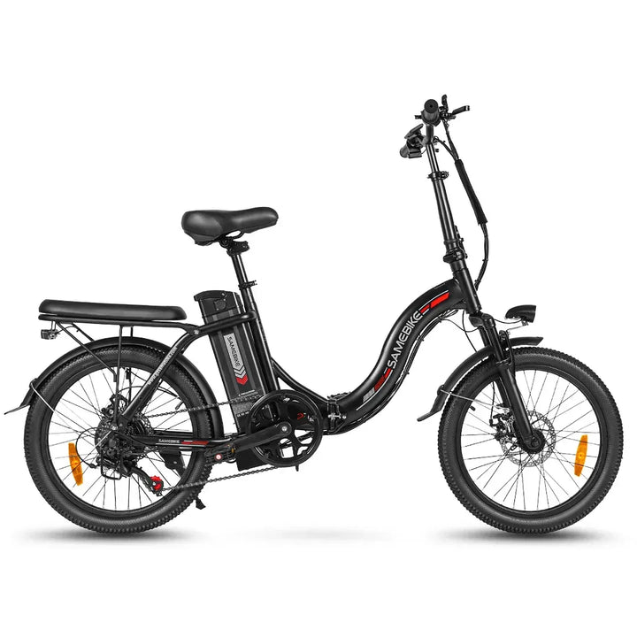 Samebike CY20 Folding Electric Bike - Black, Compact E-Bike with Rear Rack