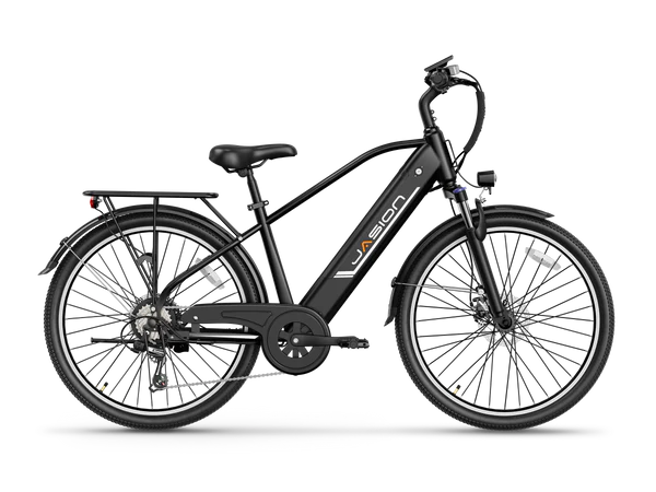 Jasion EB5 Roamer Electric City Bike - Black, Step-Through E-Bike with Rear Rack and Fenders