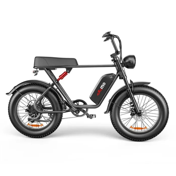 Emoko C91 Electric Cruiser Bike - Black, Retro Style E-Bike with Comfortable Seat and Headlight