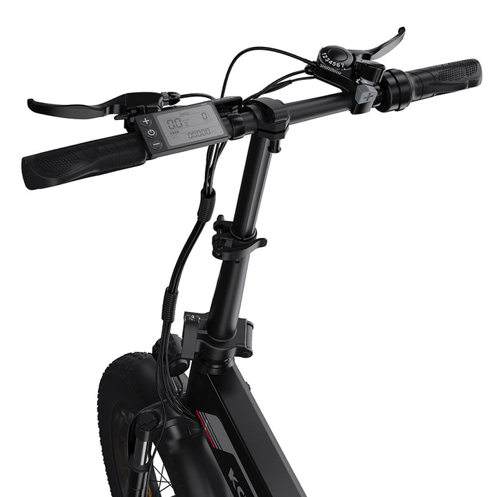 Koolux BK10s Fat Tyre E-Bike in Black-handle view