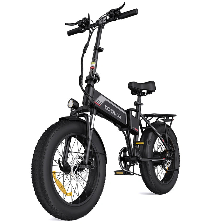 Koolux BK10s Fat Tyre E-Bike in Black-front side view